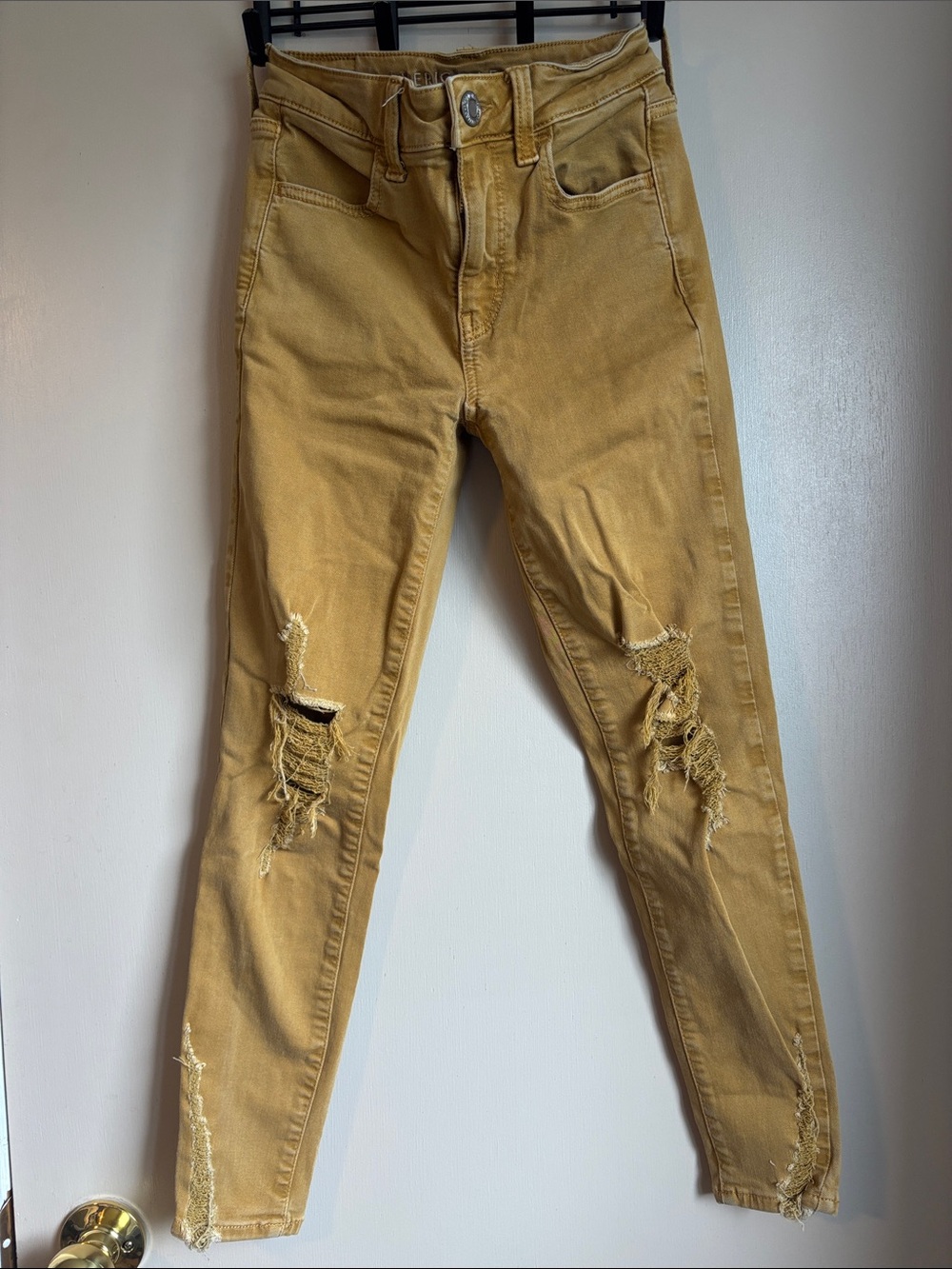 American Eagle Outfitters Mustard Skinny Distressed Jeans